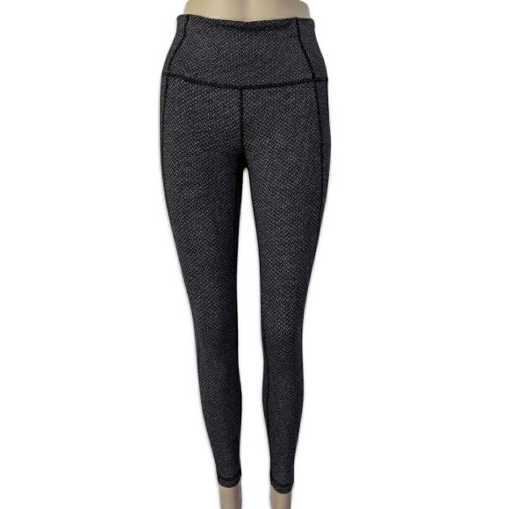 Athleta Athletic Leggings sz S Dynamic Black Gray White Print
